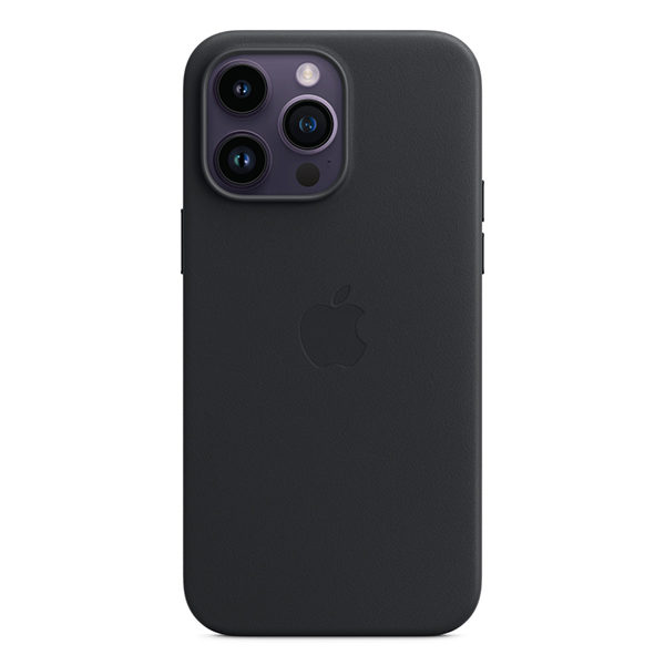 כיסוי עור מקורי לאייפון 14 פרו מקס שחור חצות תומך MagSafe