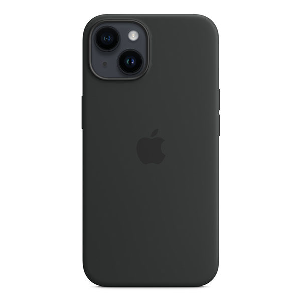 כיסוי לאייפון 14 מקורי שחור חצות סיליקון תומך MagSafe