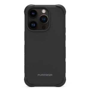 כיסוי לאייפון 14 פרו שחור חזק עם במפרים בולמי זעזועים PureGear DualTek
