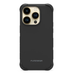 כיסוי לאייפון 14 פרו שחור חזק עם במפרים בולמי זעזועים PureGear DualTek