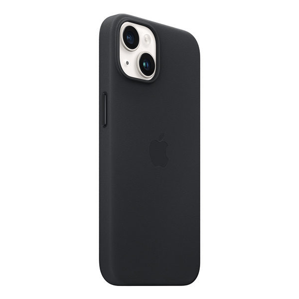 כיסוי לאייפון 14 פלוס מקורי שחור חצות עור תומך MagSafe