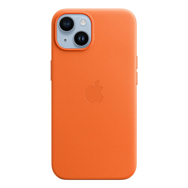 כיסוי לאייפון 14 פלוס מקורי כתום עור תומך MagSafe