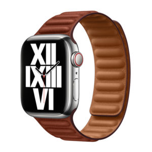 רצועת עור לשעון אפל 41 מ"מ מקורית חום אדמדם Apple Watch Leather Link S/M