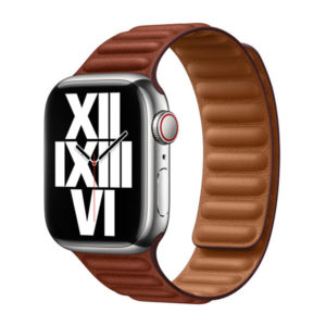 רצועת עור לשעון אפל 41 מ"מ מקורית חום אדמדם Apple Watch Leather Link M/L