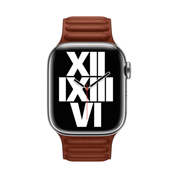 רצועת עור לשעון אפל 41 מ"מ מקורית חום אדמדם Apple Watch Leather Link M/L