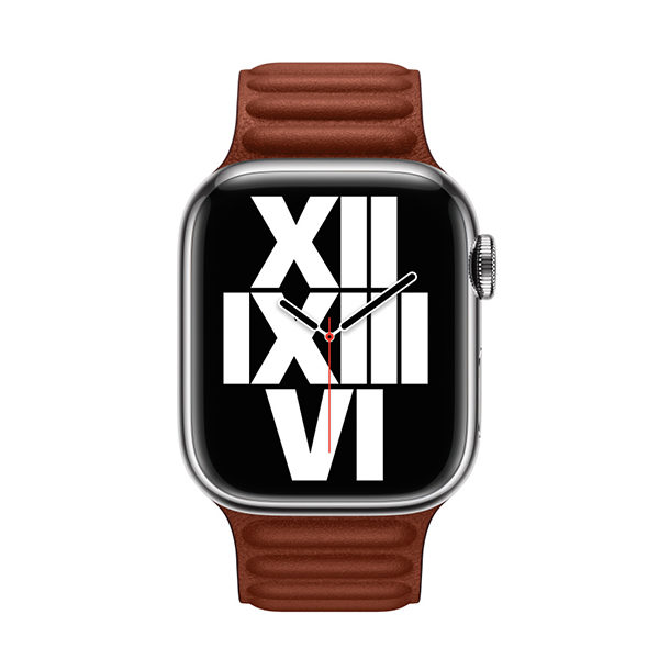 רצועת עור לשעון אפל 41 מ"מ מקורית חום אדמדם Apple Watch Leather Link S/M