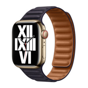 רצועת עור לשעון אפל 41 מ"מ מקורית דיו כהה Apple Watch Leather Link M/L