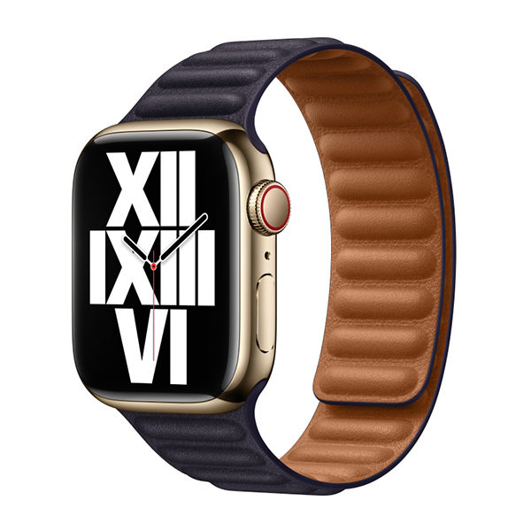 רצועת עור לשעון אפל 41 מ"מ מקורית דיו כהה Apple Watch Leather Link S/M