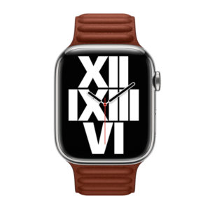 רצועת עור לשעון אפל 45 מ”מ מקורית חום אדמדם Apple Watch Leather Link S/M