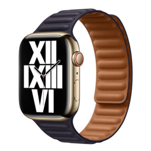 רצועת עור מקורית לשעון אפל 45 מ”מ דיו כהה Apple Watch Leather Link S/M