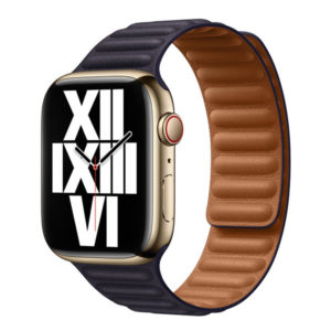 רצועת עור מקורית לשעון אפל 45 מ”מ דיו כהה Apple Watch Leather Link M/L