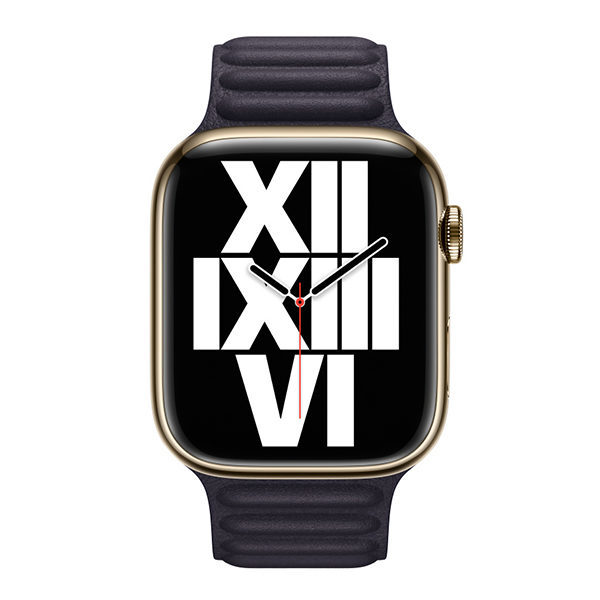 רצועת עור מקורית לשעון אפל 45 מ”מ דיו כהה Apple Watch Leather Link M/L
