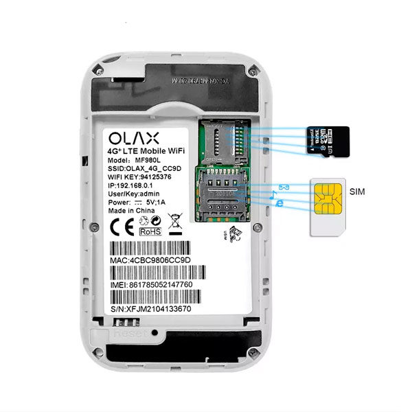 נתב ראוטר נייד מודם סלולרי עם תצוגה Olax 4G LTE MF980L