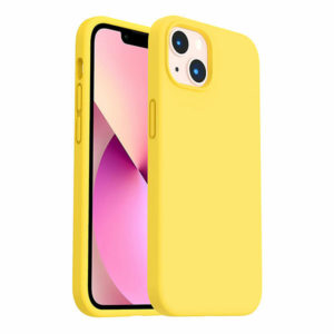כיסוי לאייפון 14 פלוס סיליקון צהוב עם מגע קטיפה