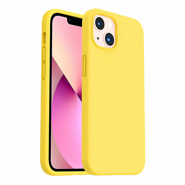 כיסוי לאייפון 14 פלוס סיליקון צהוב עם מגע קטיפה
