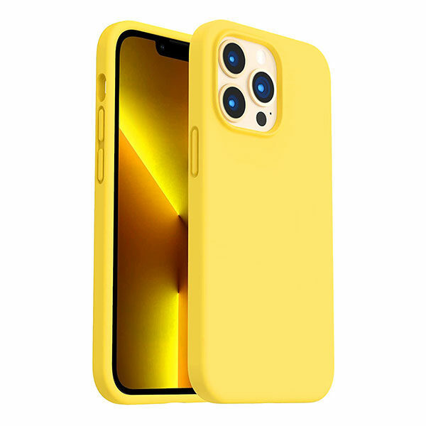 כיסוי לאייפון 14 פרו מקס סיליקון צהוב עם מגע קטיפה