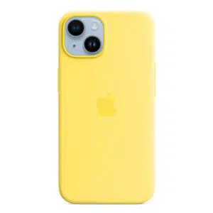 כיסוי מקורי לאייפון 14 צהוב קנרי סיליקון תומך MagSafe
