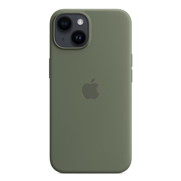 כיסוי מקורי לאייפון 14 ירוק זית סיליקון תומך MagSafe