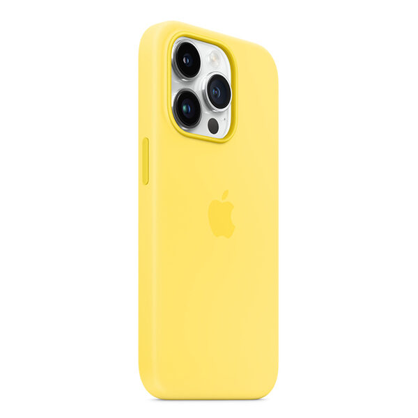 כיסוי מקורי לאייפון 14 פרו צהוב קנרי סיליקון תומך MagSafe