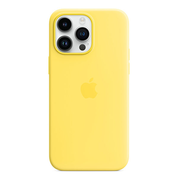 כיסוי לאייפון 14 פרו מקס מקורי צהוב קנרי סיליקון תומך MagSafe
