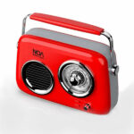 רמקול נייד בעיצוב רטרו רדיו אדום NOA עם שמע עוצמתי במיוחד