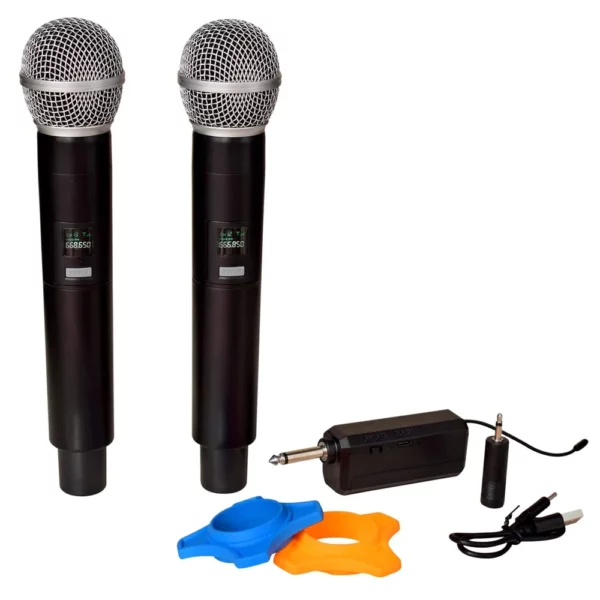 סט 2 מיקרופונים אלחוטיים לבידוריות Wireless Microphone אחריות לשנה