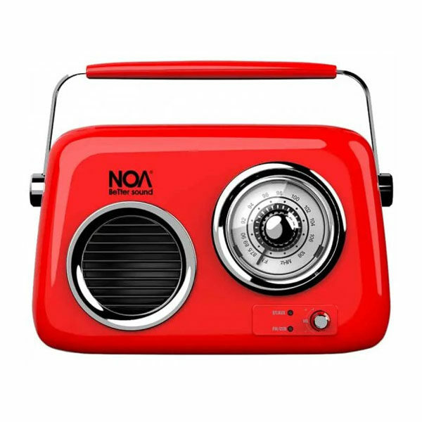 רמקול נייד בעיצוב רטרו רדיו אדום NOA עם שמע עוצמתי במיוחד