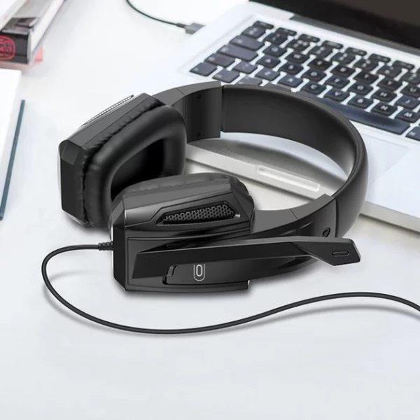 אוזניות גיימינג עם מיקרופון ושלט ווליום חוטיות XO GE01 שחורות