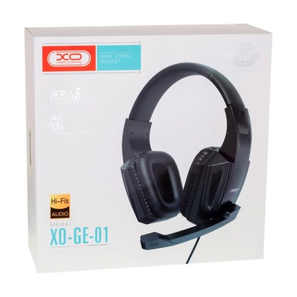 אוזניות גיימינג עם מיקרופון ושלט ווליום חוטיות XO GE01 שחורות