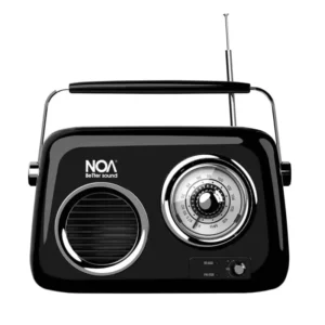 רמקול נייד בעיצוב רטרו רדיו שחור Noa עם שמע עוצמתי במיוחד