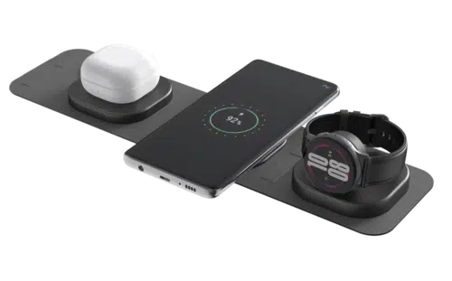 מטען אלחוטי 3 ב 1 מתקפל וקל לסמארטפון שעון חכם ואוזניות אנדרואיד Essentials