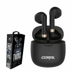 אוזניות אלחוטיות CORAL Twins TWS עם סאונד איכותי צליל נקי צבע שחור
