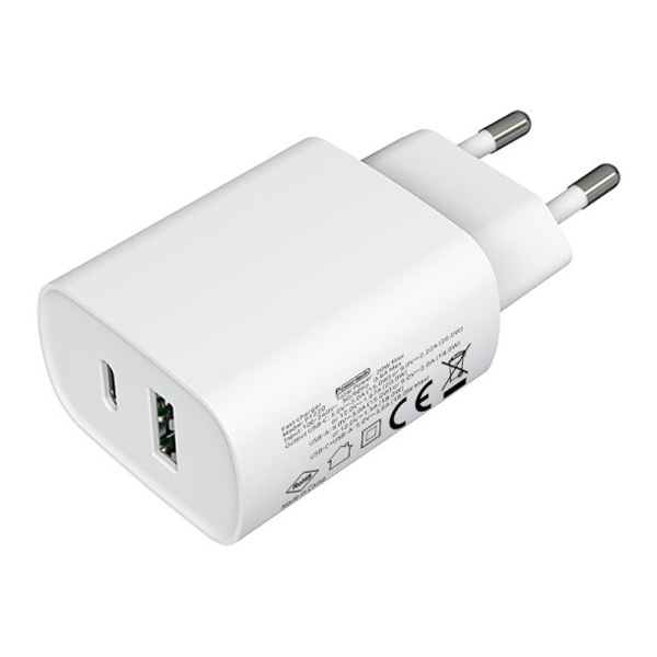 ראש מטען 20 וואט עם יציאת USB-C + USB-A טעינה מהירה Power Tech