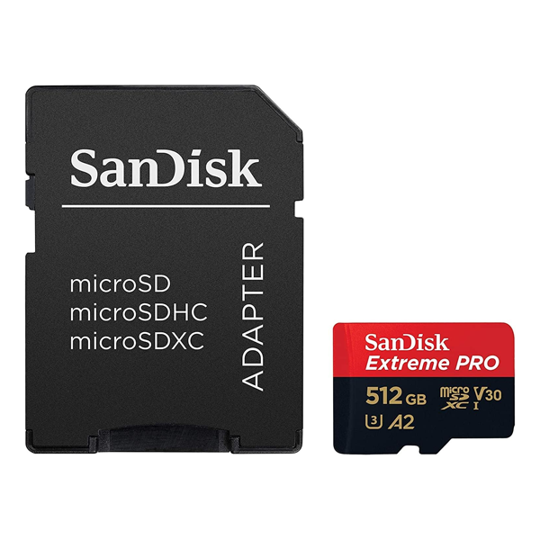 כרטיס זיכרון 512 גיגה מהיר עם מתאם Sandisk Extreme Pro