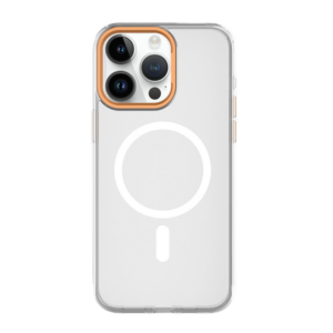 כיסוי לאייפון 15 פרו שקוף כתום חלק דק תומך MagSafe אלגנטי Skech Duo