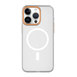 כיסוי לאייפון 15 פרו מקס שקוף כתום חלק דק תומך MagSafe אלגנטי Skech Duo