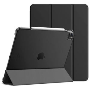 כיסוי דק iPad Pro 11 שחור להגנה מלאה ועיצוב אופנתי חצי שקוף עם מקום לעט