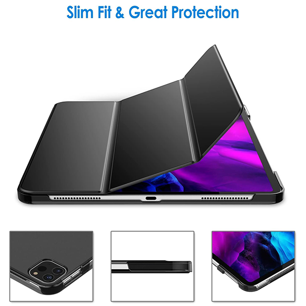 כיסוי דק iPad Pro 11 שחור להגנה מלאה ועיצוב אופנתי חצי שקוף