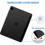 כיסוי דק iPad Pro 11 שחור להגנה מלאה ועיצוב אופנתי חצי שקוף