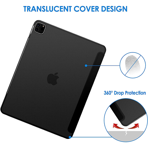 כיסוי דק iPad Pro 11 שחור להגנה מלאה ועיצוב אופנתי חצי שקוף
