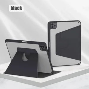 כיסוי פוליו iPad Pro 11 M4 שחור שקוף להגנה מיטבית שני מצבי צפייה ומקום לאחסון העט