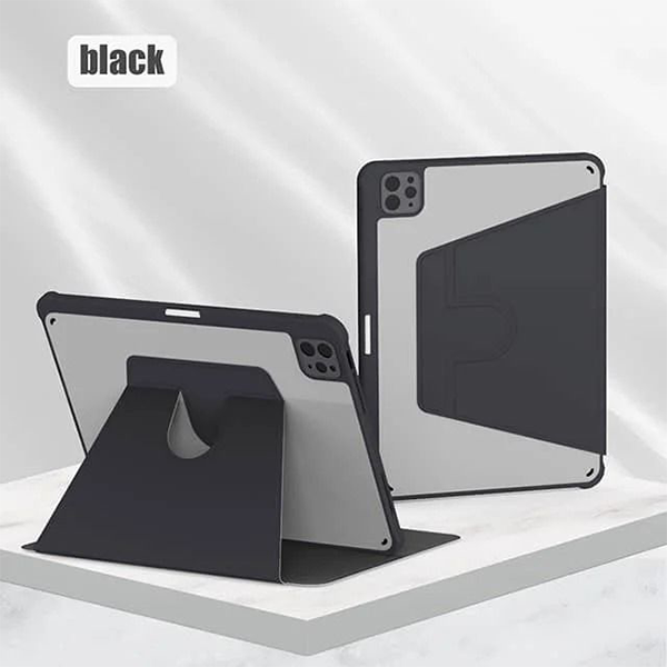כיסוי פוליו iPad Pro 11 M4 שחור שקוף להגנה מיטבית שני מצבי צפייה ומקום לאחסון העט