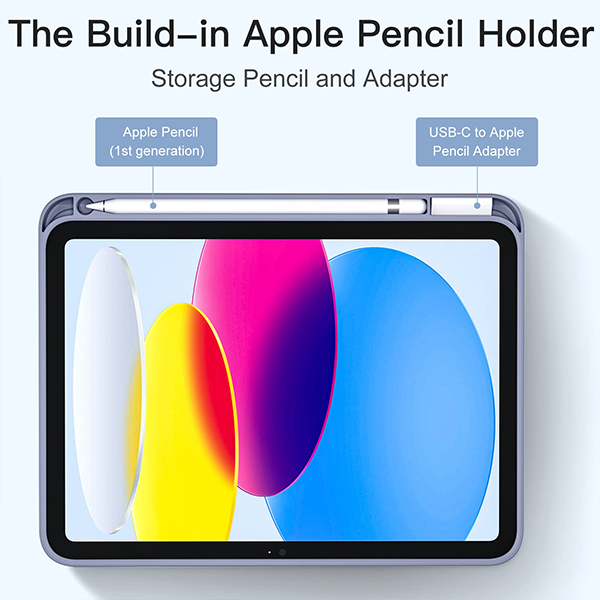 כיסוי פוליו לבנדר iPad 10.9 (דור עשירי) עם מקום לעט בעיצוב אופנתי ועמיד במיוחד