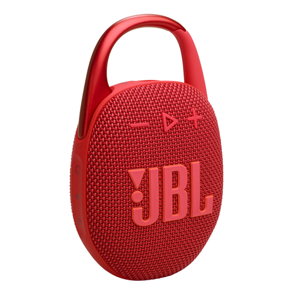 רמקול JBL Clip 5 אדום נייד עם סאונד עוצמתי ועמידות למים