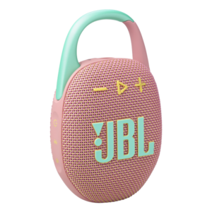 רמקול JBL Clip 5 ורוד נייד עם סאונד עוצמתי ועמידות למים