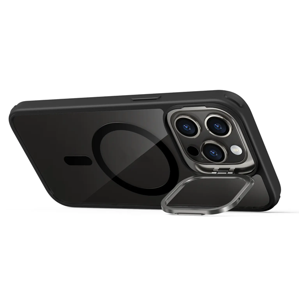 כיסוי לאייפון 15 פרו מקס מט שחור תומך MagSafe עם כיסוי מצלמה מתקפל NanoX