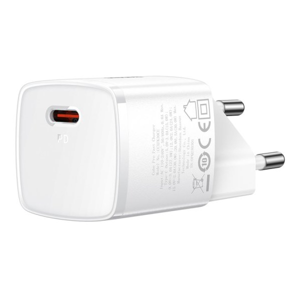 מטען קיר Type-C טעינה מהירה Cube Pro בהספק 30W מבית Baseus לבן