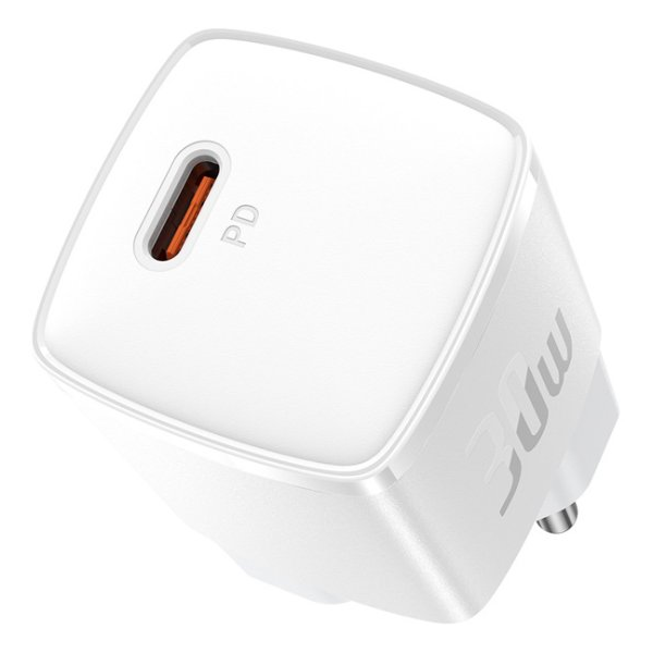 מטען קיר Type-C טעינה מהירה Cube Pro בהספק 30W מבית Baseus לבן