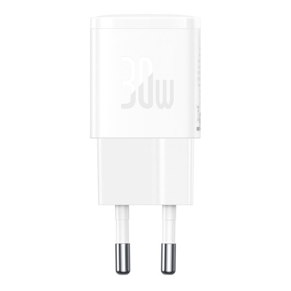 מטען קיר Type-C טעינה מהירה Cube Pro בהספק 30W מבית Baseus לבן