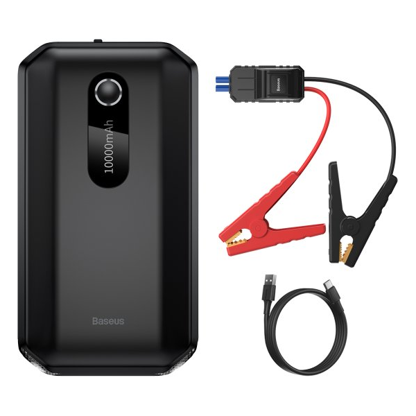 בוסטר התנעה לרכב עם סוללת גיבוי בעוצמת 10,000mAh + פנס LED מבית Baseus